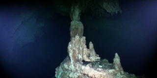 Cave in underground water of underwater Yucatan Mexico cenotes.