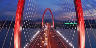 杭州枝江大桥鸟瞰图，交通概念