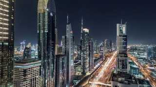T/L PAN Dubai Skyline at Night / Dubai, UAE视频素材模板下载