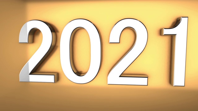 4K 3D金属2021文本动画黄金背景