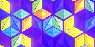 彩色六角形抽象循环动画。三维渲染抽象图案背景。高清分辨率