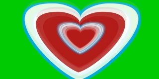 心跳。心爱象征动画卡通在绿色屏幕上。情人节的概念