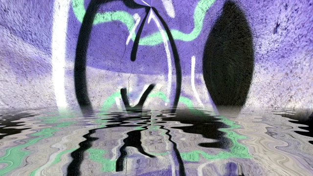 超现实色彩的抽象背景反映在水中