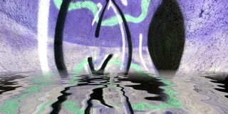 超现实色彩的抽象背景反映在水中