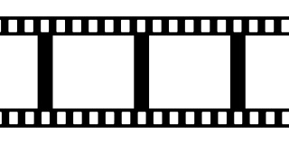 电影带移动在白色背景。无缝循环的黑白视频片段。
