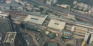 白天时间广州市中心火车站交通铁路航拍全景4k中国