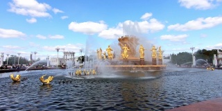 喷泉VDNH莫斯科俄罗斯高清镜头