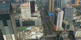 南京市区晴天著名步行街航拍全景4k中国