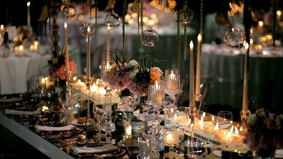 餐桌装饰，婚宴，婚礼仪式视频素材模板下载
