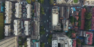 南京市区上空中央交通街道高空降下4k中国全景图