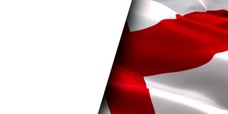 英国国旗在风中飘扬视频片段全高清半白色背景。现实的英语旗帜背景。英国国旗循环特写1080p 1920X1080镜头。英国伦敦国旗
