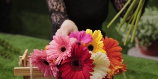 花商收集一个美丽的多颜色的花束