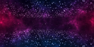 戏剧性的恒星形成背景与光线在一个蓝色紫色烟熏背景4k动画