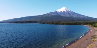 奥索尔诺火山和湖泊鸟瞰图