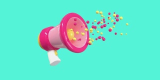 粉色扩音器卡通风格3d渲染运动