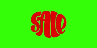红色动画蠕动文字出售在绿色背景。手绘标志黑色星期五或商店销售。全高清运动图形镜头与色度键