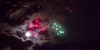 7月4日独立纪念日明亮多彩的焰火向各种颜色的礼炮致敬