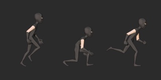 角色忍者奔跑和潜行动画与阿尔法通道循环