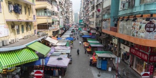 成群的人参观香港孟角区当地的集市