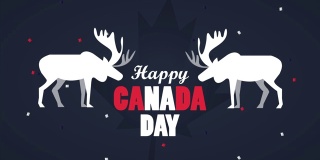 用字母和驯鹿庆祝加拿大国庆日快乐
