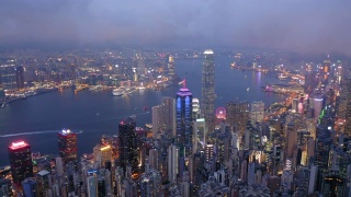 香港市区夜景鸟瞰图视频素材模板下载