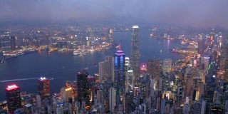 香港市区夜景鸟瞰图