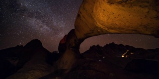 WS时间流逝，星空在沙漠岩层，纳米比亚，非洲