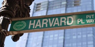 哈佛广场街标志的跟踪视图