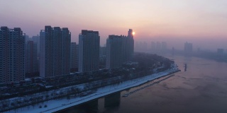 中国吉林市冬季建筑景观