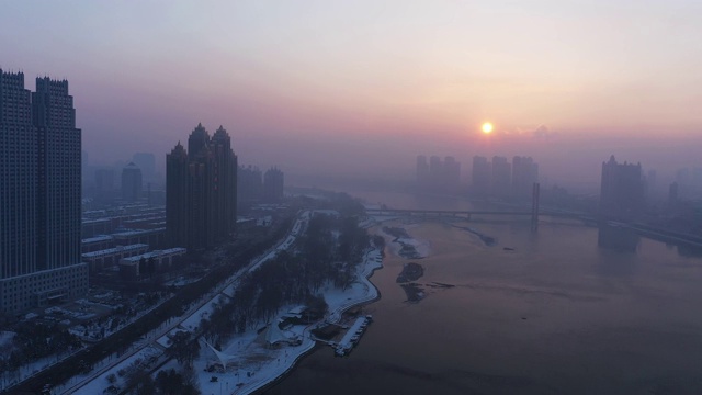 中国吉林市冬季建筑景观