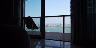 豪华度假房阳台天时间慢镜头全景4k海南中国
