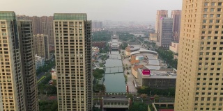 佛山市日落时间市区河流航拍4k中国全景