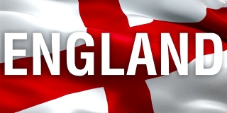 英格兰挥舞着国旗。伦敦3d飘扬的英国国旗。标志英格兰背景无缝循环动画。英国曼彻斯特旗帜高清分辨率背景。英国国旗特写1080p全高清视频