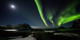 挪威的北极光-时间流逝跟踪拍摄
