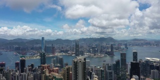香港标志性摩天大楼城市拥挤的高楼海港全景中国