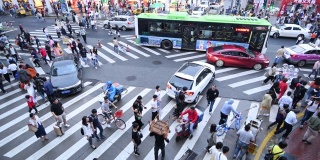 一群人走在中国城市的人行横道上