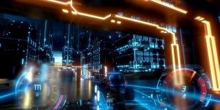 3d假视频游戏。赛车模拟。夜晚的城市。特隆风格。2的第2部分。住房和城市发展部