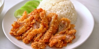 海南鸡饭配炸鸡或蒸鸡饭配炸鸡-亚洲风味