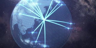通过遍布地球的网络传播到全世界，蓝色
