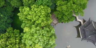 空中的古代传统园林，苏州园林，在中国。