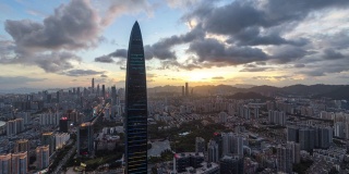 T/L HA WS TU Shenzhen KK100 skyline from dusk to night timelapse /中国广东省深圳市