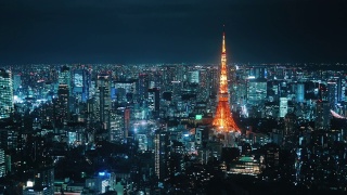 美丽的东京塔夜景视频素材模板下载