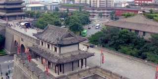 航拍古城墙，西安，陕西，中国