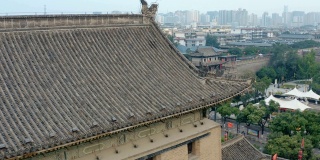 航拍古城墙，西安，陕西，中国