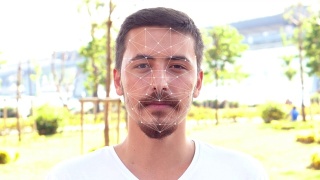 人脸识别系统的概念。4 k的视频。视频素材模板下载