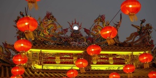 中国庙里挂大红灯笼