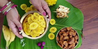 印度的香蕉片或Kaya Varuthathu油炸小吃
