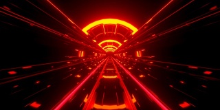 4k橙色霓虹超高速列车隧道环线