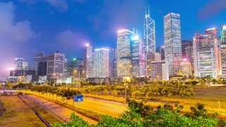 延时:香港中环及金钟天际线大厦视频素材模板下载