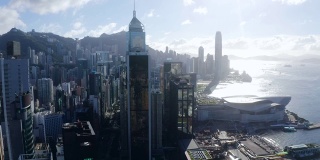 香港维多利亚港的无人机瞰图